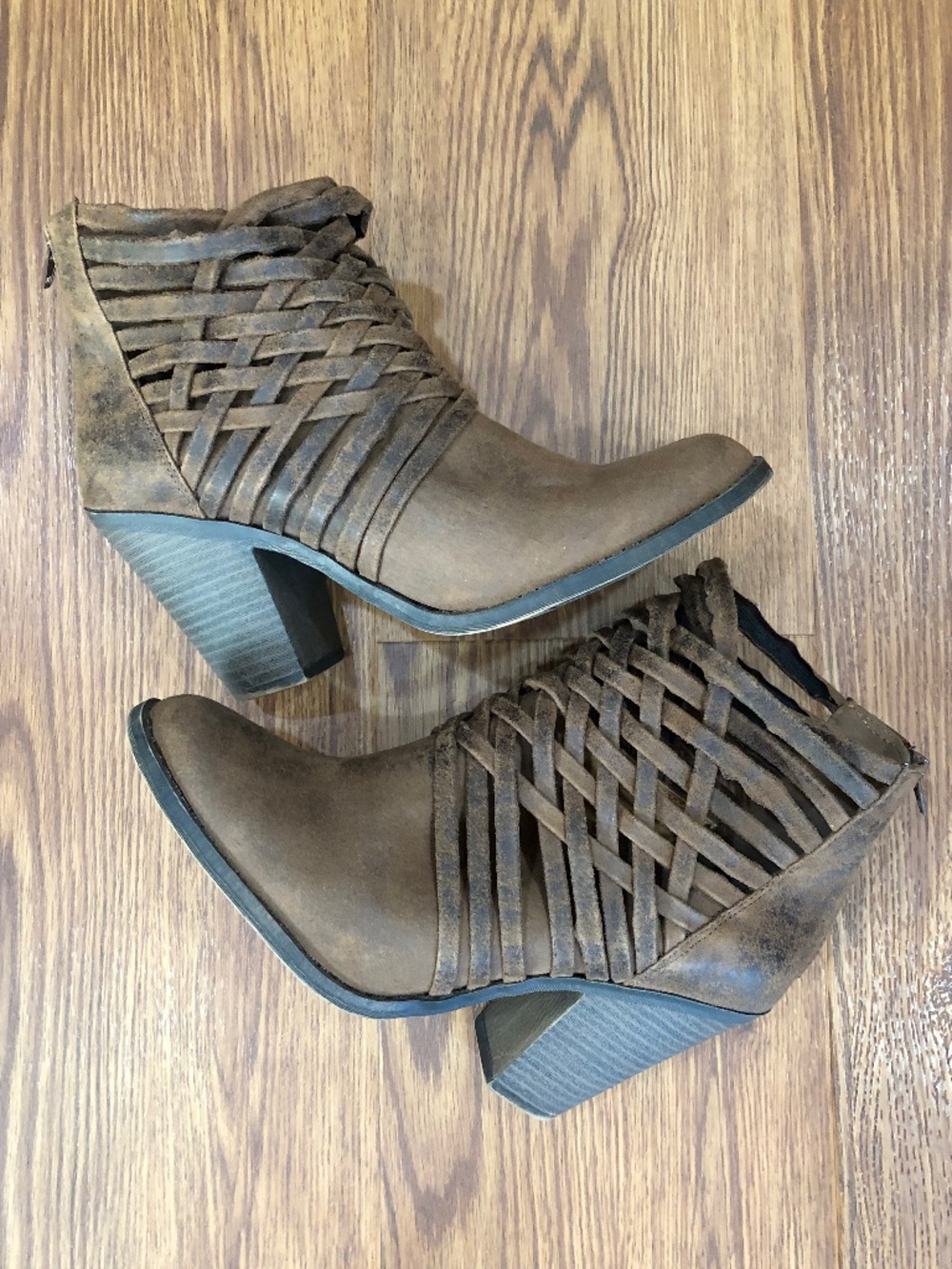 Fergalicious Brown Strappy Ankle Booties Size 8.5